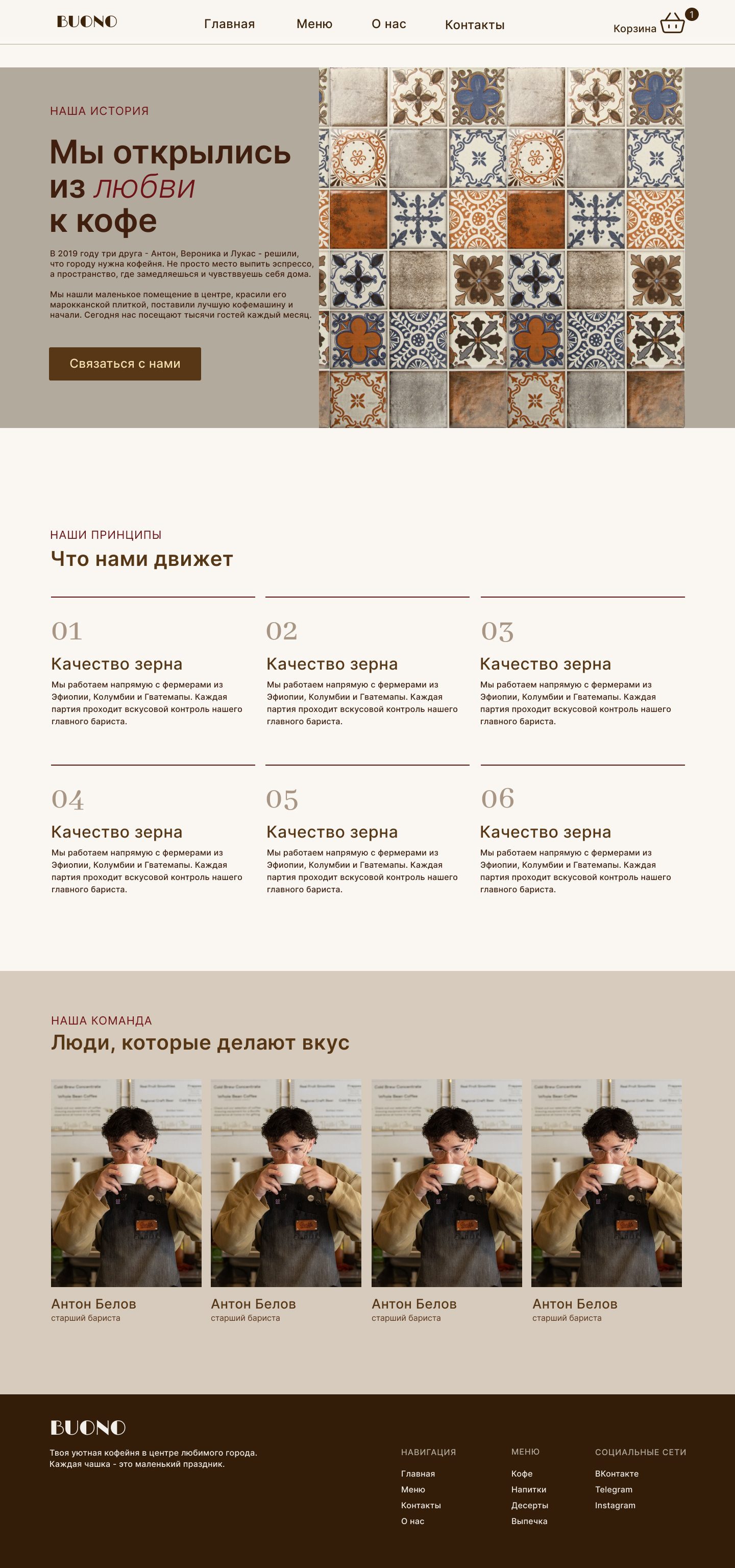 Страница «О нас» BUONO